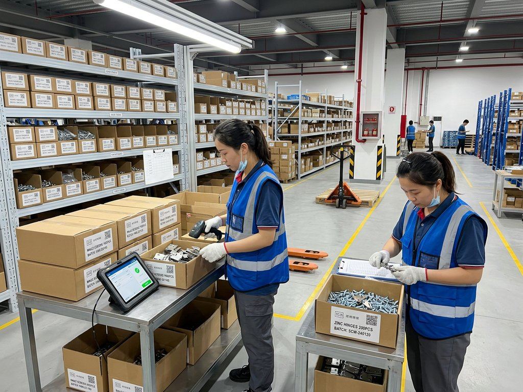 成品仓库与来料检验区：待检区、合格区与批次标识